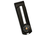Mens Black Plated Stainless Money Clip with Compass