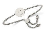 Stainless Steel Polished Happy Face Adjustable Bracelet (7.25 inches)
