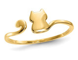 14K Yellow Gold Polished Cat Adjustable Cuff Ring