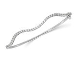 1.00 Carat (ctw) Lab-Grown Diamond Wavy Bangle Bracelet in 14K White Gold