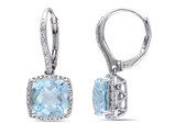 8.50 Carat (ctw) Blue Topaz Drop Dangle Earrings Sterling Silver with Diamonds