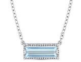 3.06 Carat (ctw) Blue Topaz and White Sapphire Rectangle Necklace Sterling Silver
