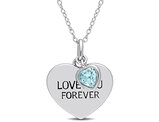 1/2 Carat (ctw) Blue Topaz Heart Pendant Necklace in Sterling Silver with Chain