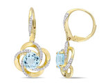 5.23 Carat (ctw) Blue Topaz and White Topaz Dangle Earrings Sterling Silver