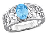 1.50 Carat (ctw) Oval Blue Topaz Ring in Sterling Silver
