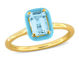 1.25 Carat (ctw) Emerald-Cut Blue Topaz Ring in Yellow Sterling Silver
