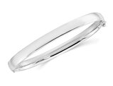 10K White Gold Polished Hinged Bangle Bracelet (5.9mm wide)