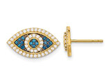 10K Yellow Gold Evil Eye Charm Earrings with Synthetic Blue Cubic Zirconias