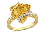 6.48 Carat (ctw) Trillian Citrine Ring in Yellow Plated Sterling Silver with White Topaz