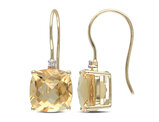 8.00 Carat (ctw) Cushion-Cut Citrine Dangle Earrings in 10K Yellow Gold