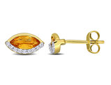 1.00 Carat (ctw) Marquise Citrine Post Earrings in 14K Yellow Gold