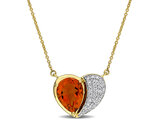 1.50 Carat (ctw) Madeira Citrine Heart Pendant Necklace 10K Yellow Gold with Diamonds and Chain