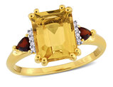 3.40 Carat (ctw) Citrine and Garnet Ring in Yellow Sterling Silver