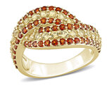 2.12 Carat (ctw) Citrine and Garnet Ring in Yellow Plated Sterling Silver