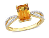 1.50 Carat (ctw) Madeira Citrine Ring in 14K Yellow Gold with Diamonds