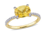 1.65 Carat (ctw) Oval Citrine Ring in 10K Yellow Gold with Diamonds