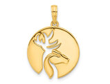 14K Yellow Gold Deer Head Circle Pendant (N0 CHAIN)