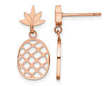Rose Plated Stainless Steel Pineapple Charm Post Earrings