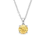 1.25 Carat (ctw) Round Citrine Solitaire Pendant Necklace in Sterling Silver with Chain