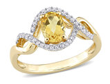 2/3 Carat (ctw) Oval Citrine Ring in 10K Yellow Gold with Diamonds
