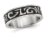 Men's Stainless Steel Swirl Brushed Band Ring (7.0mm)