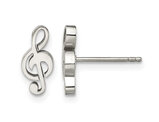 Stainless Steel Treble Clef Music Note Post Charm Earrings