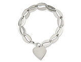 Stainless Steel Polished Heart Link Bracelet (8.50 inches)