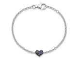 1/4 Carat (ctw) Blue Sapphire Heart Bracelet in Sterling Silver (7 inches)