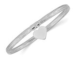14K White Gold Heart Mesh Slip-On Stretch Bracelet