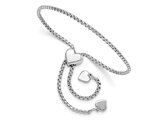 Sterling Silver Rectangle Box Chain Heart Bracelet (6.5 Inches)