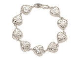 Sterling Silver Filigree Heart Link Bracelet (7.00 Inches)