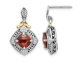 2.00 Carat (ctw) Garnet Dangle Earrings in Sterling Silver with 14K Gold Accents