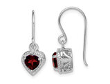 Sterling Silver Rhodium Plated 1.20 Carat (crw) Garnet Dangle Earrings