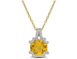 4.50 Carat (ctw) Citrine and White Topaz Pendant Necklace Yellow Plated Sterling Silver with Chain