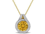 3.85 Carat (ctw) Citrine and White Topaz Pendant Necklace Yellow Plated Sterling Silver with Chain