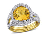 4.60 Carat (ctw) Citrine and White Topaz Ring Yellow Plated Sterling Silver