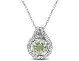 4.00 Carat (ctw) Green Quartz and White Topaz Drop Pendant Necklace Yellow Plated Sterling Silver with Chain