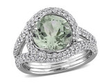 4.79 Carat (ctw) Green Quartz and White Topaz Ring Sterling Silver
