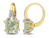 4.50 Carat (ctw) Green Quartz and White Topaz Dangle Earrings in Yellow Sterling Silver