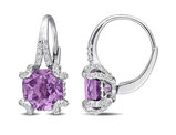 4.05 Carat (ctw) Purple Amethyst and White Topaz LeverBack Earrings in Sterling Silver