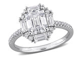 2.60 Carat (ctw) Lab-Created Octagon Moissanite Engagement Ring Sterling Silver