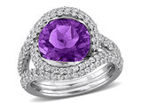 4.44 Carat (ctw) Amethyst and White Topaz Ring Sterling Silver