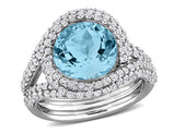 5.94 Carat (ctw) Blue Topaz and White Topaz Ring Sterling Silver