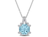 6.00 Carat (ctw) Blue Topaz and White Topaz Pendant Necklace Sterling Silver with Chain
