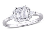 1.40 Carat (ctw) Lab-Created Octagon Moissanite Engagement Ring Sterling Silver