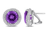 7.16 Carat (ctw) Amethyst and White Topaz Button Earrings Sterling Silver