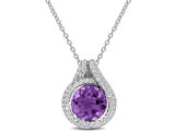 3.67 Carat (ctw) Amethyst and White Topaz Pendant Necklace Sterling Silver with Chain