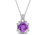 4.06 Carat (ctw) Amethyst and White Topaz Pendant Necklace Sterling Silver with Chain