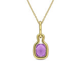 2.60 Carat (ctw) Amethyst Solitaire Pendant Necklace Yellow Plated Sterling Silver with Chain