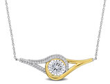 4.06 Carat (ctw) Lab-Created Moissanite Necklace in Two Tone Sterling Silver